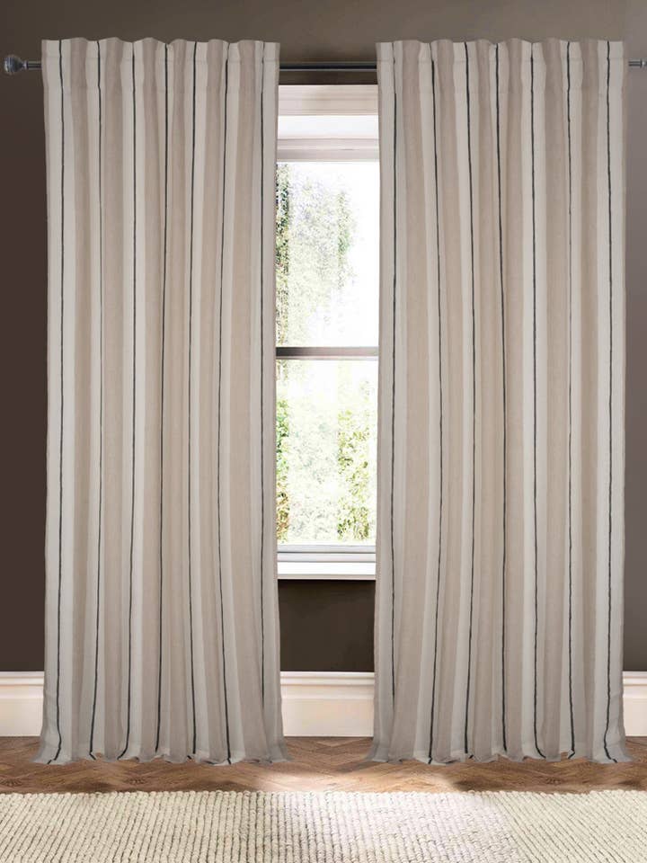 Henley Ivory Natural 96" 100% Linen Drape for wholesale by Creative Threads, Inc.