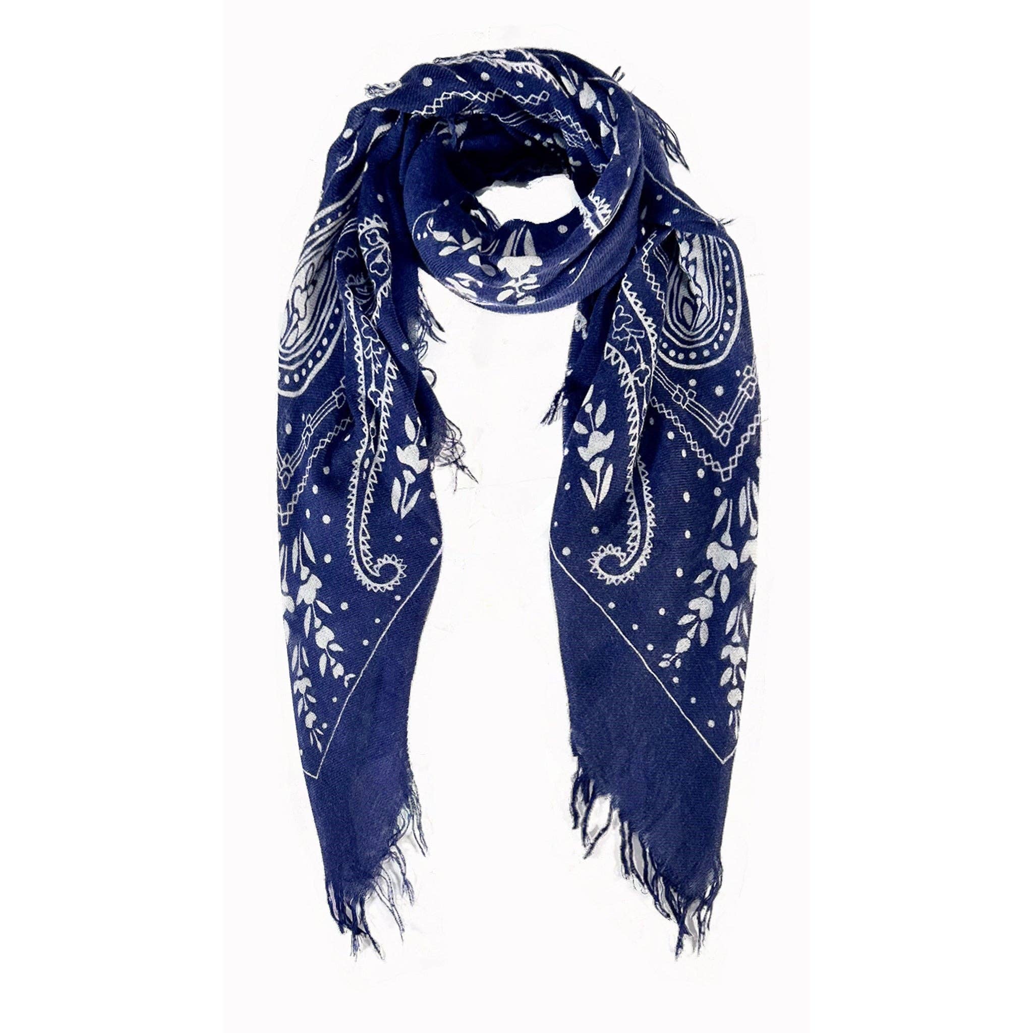 Blue Pacific - Vente Écharpe – femme - Écharpe en cachemire à motif paisley0