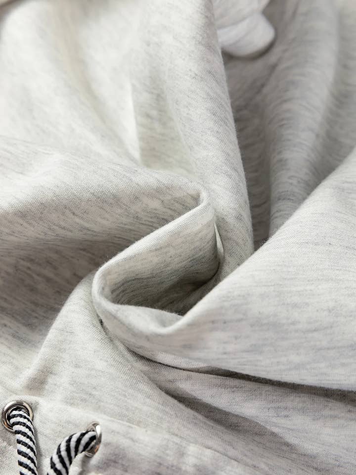 Light Grey Drawstring Waist Tunic Solid Sweatshirt for wholesale on Faire8