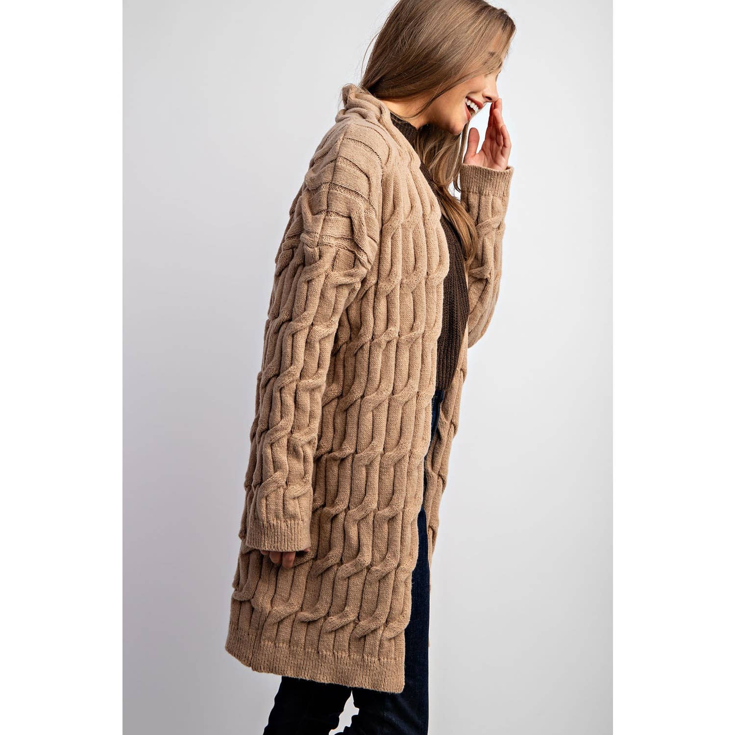 Sweet Generis - Wholesale Cardigan - Women's - CHUNKY CABLE KNITTING CARDIGAN16