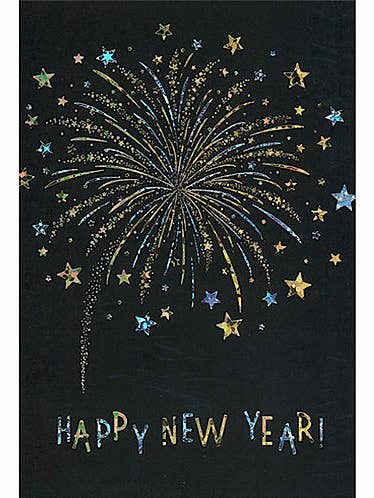 Happy New Year Greeting Note Card - Fireworks for wholesale by Just Write Arts
