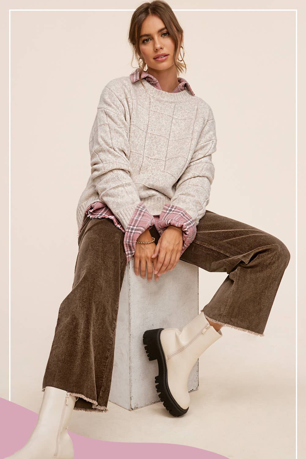 La Miel - Wholesale Pants - Women's - MCP4220-Mineral Washed High Waisted Wide Leg Corduroy Pants4