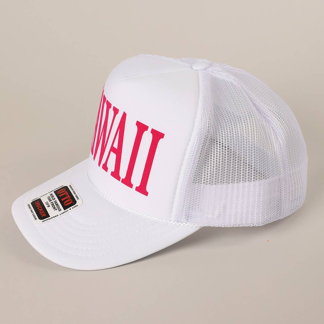 Fashion City - Wholesale Trucker Hat - Unisex - HAWAII Text Printed Mesh Back Foam Trucker Hat24