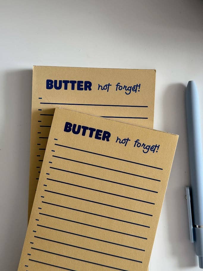 Butter Not Forget Long Notepad for wholesale by kash co studio
