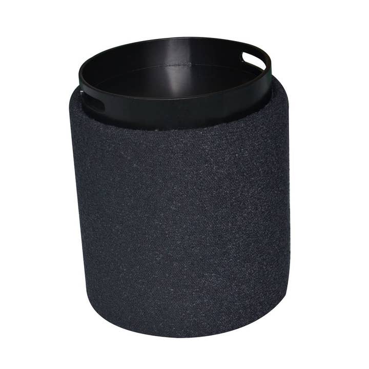 Aria Home - Vendita all'ingrosso Poggiapiedi - Collezione di Pouf con Vassoio in Boucle Aria Home, Nero, 1 Pezzo, 43 x 38 x 38 cm14