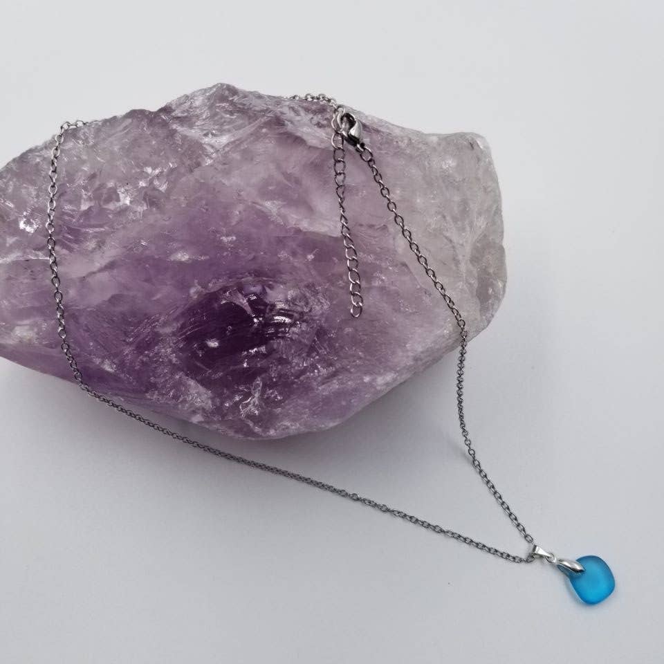 magnolia jewelry – Colar pingente/pendente por atacado – Colar Geométrico em Vidro Mar1