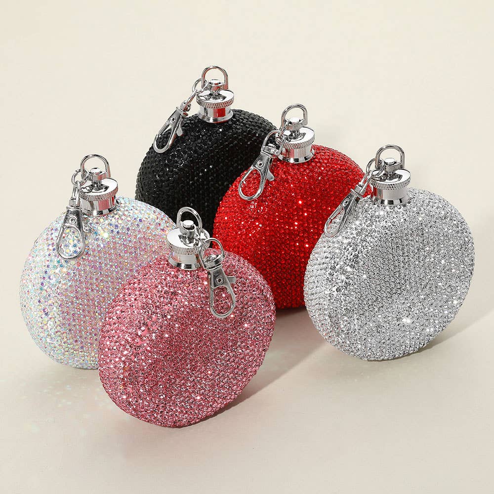 Sensibling Corp. - Wholesale Flask - 3oz Bling Studded Stainless Steel Round Flask11