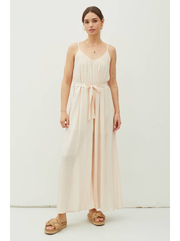 Be Cool - Wholesale Jumpsuit - Women's - LIGHTWEIGHT TIE BELT WIDE LEG CAMI JUMPSUIT