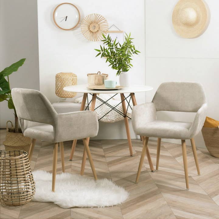 39F Inc. - Wholesale Chair - CROMWELL Scandinavian Fabric Dining Chair-Beige/Blue