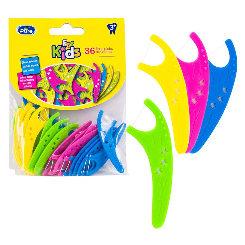 Deluxe Import Trading - Wholesale Floss - All Pure Colorful Floss Picks For Kids 36pc0