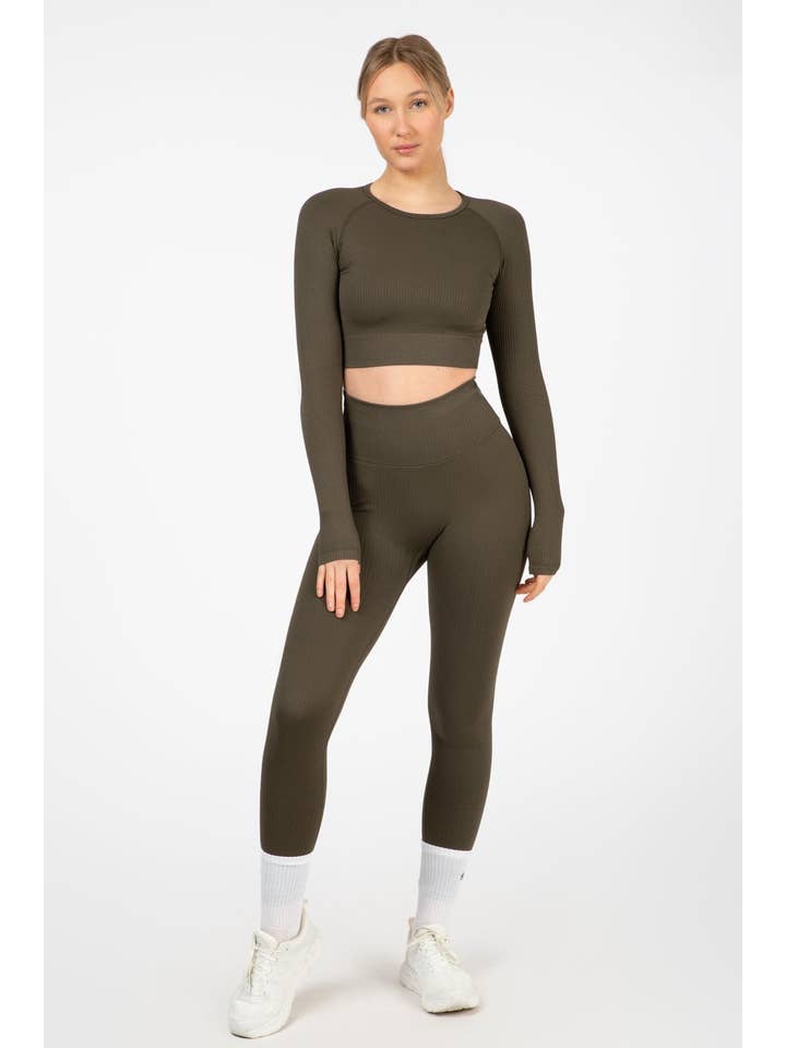 Famme - Wholesale Athletic/Lounge Leggings - Women's - Ribbed Seamless Tights16