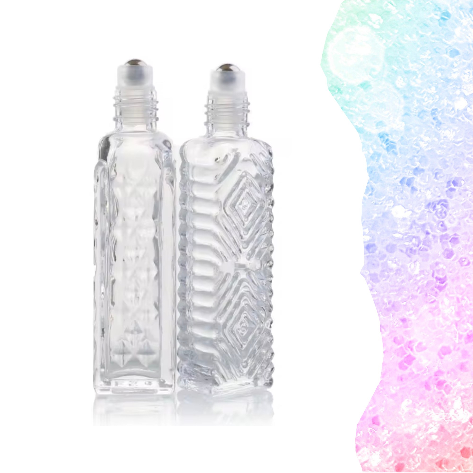 Essential Wellness - Body, Mind, Spirit - Wholesale Essential Oil Roll-On - DIAMOND Pattern 15ml Glass Roller with Bamboo Cap1