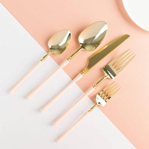 Posh Setting - Wholesale Flatware Set - Infinity Collection Gold/Pink Flatware 20 Count1