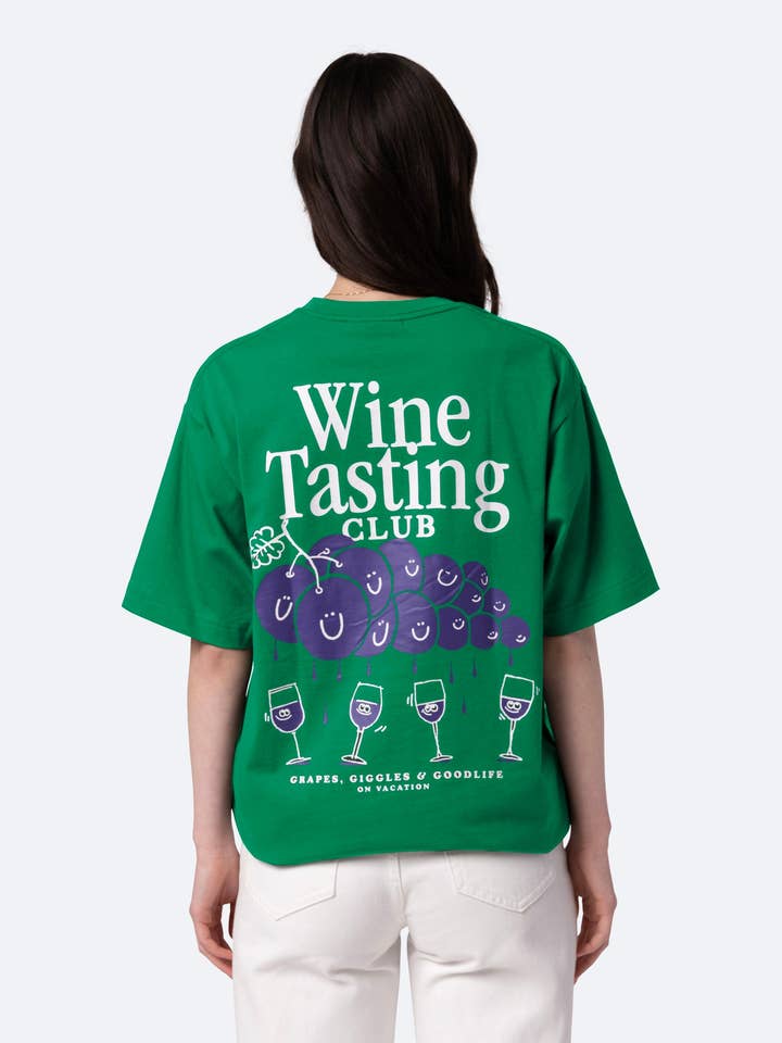 Wine Tasting T-Shirt - Bottle Green for wholesale on Faire