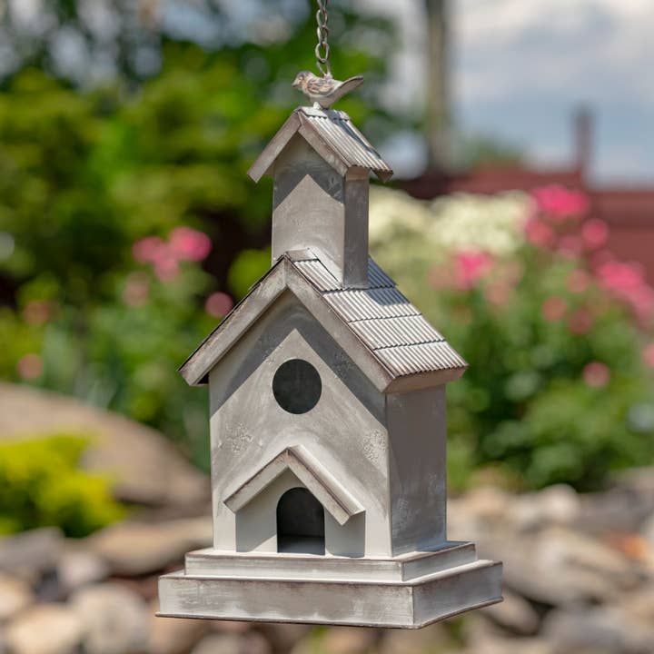 Zaer Ltd. International - Wholesale Bird House - Hanging Galvanized Birdhouses in 6 Assorted Styles
