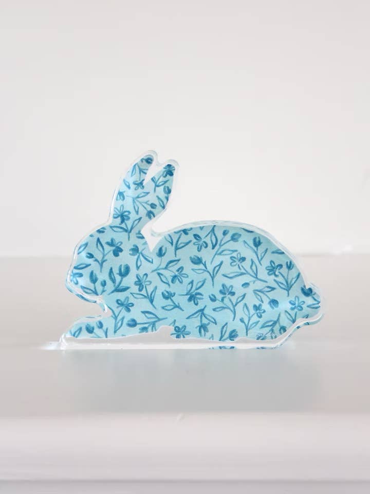 Blue Bunny Acrylic Shelfie for wholesale by Dallis Foshee Art & Design, LLC