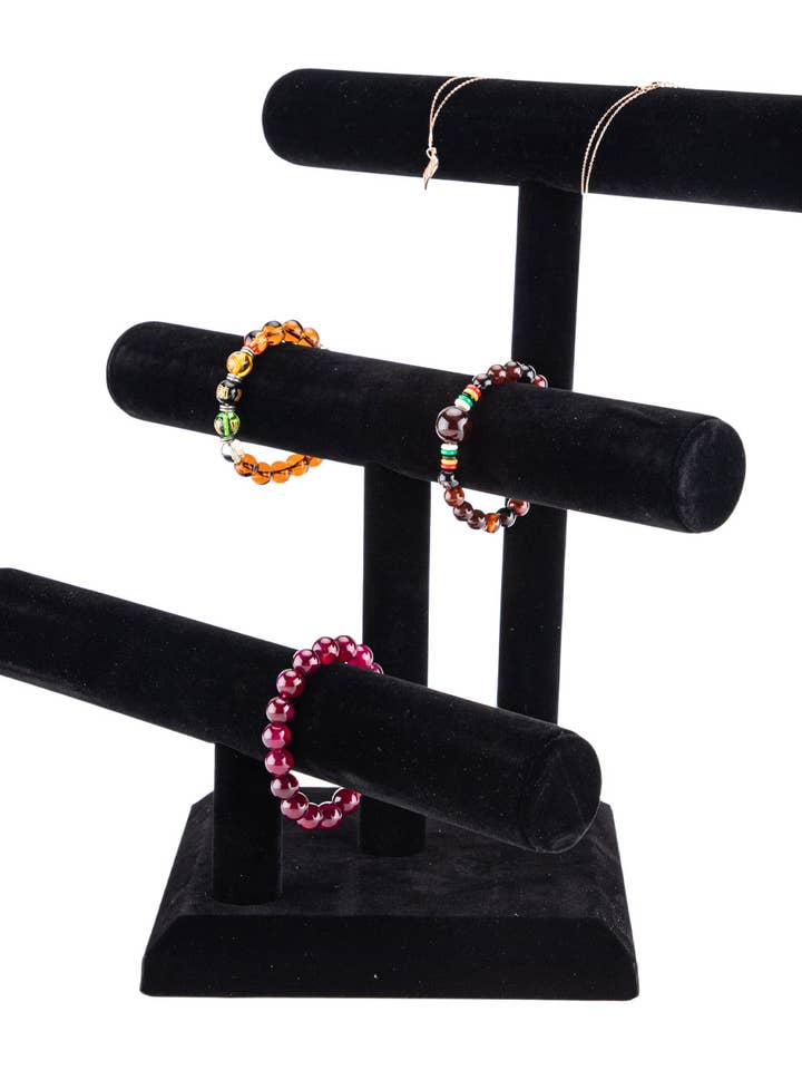 3-Tier Black Velvet Jewelry Display for wholesale by Store Supply Warehouse