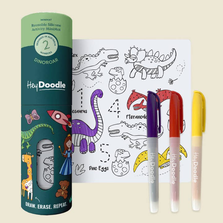 DinoRoar Mini Coloring & Doodle Mat for wholesale by HeyDoodle