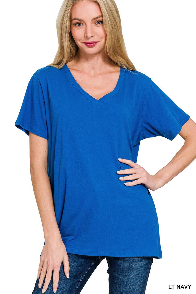 42POPS - Wholesale T-Shirt - Women's - `.Cotton Short Sleeve Boyfriend  V Neck Tee8