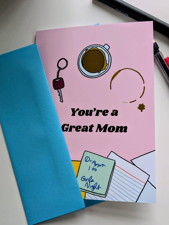 You're a Great Mom Greeting Card for wholesale by Jacquelyn Turner Art