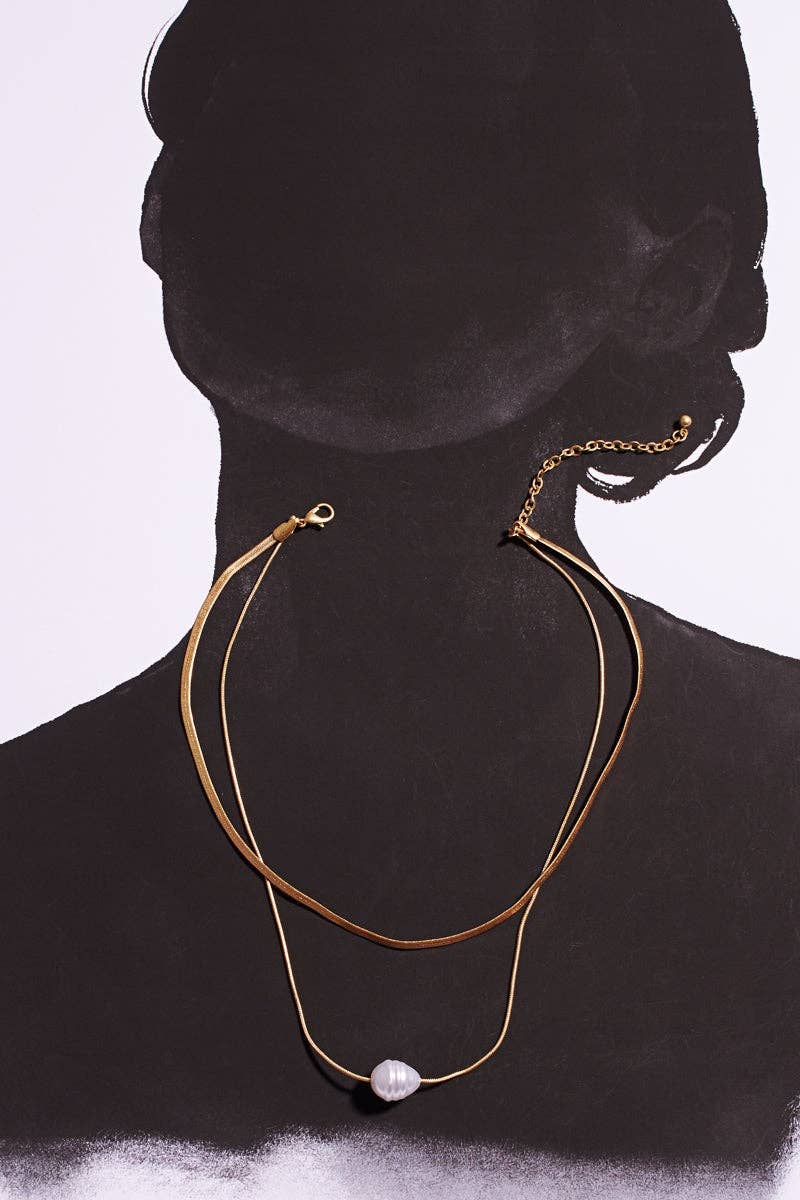 Organic Vintage Pearl With Metal Chain Necklace for wholesale on Faire2