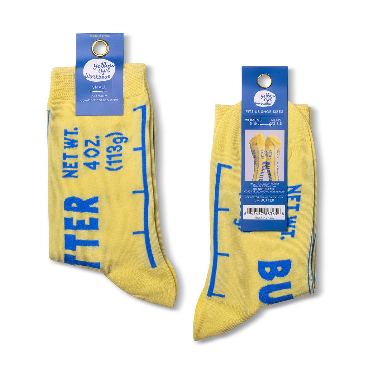 Yellow Owl Workshop - Wholesale Socks - Women's - Butter Socks - Butter Foodie Gifts Small Crew Socks 1