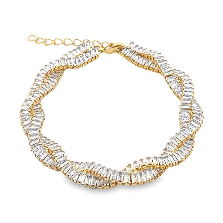 Twisted CZ Baguette Bracelet (I599)(H253) for wholesale by MIA Jewelry