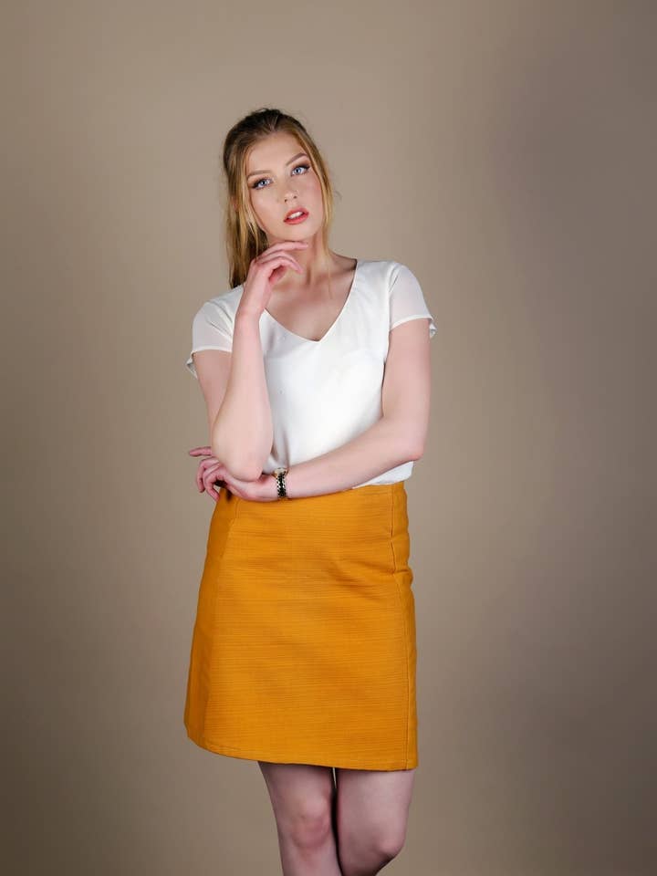 Minnie - Linen Panel Nederdel til kvinder, Orange for engroshandel hos Madia & Matilda