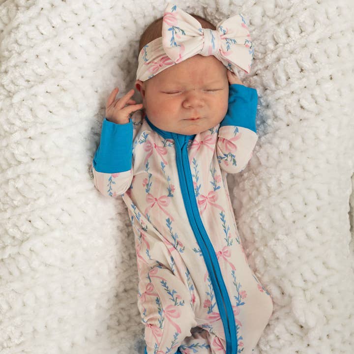 Layla Bow | Bamboo Zipper Pajamas and other Purchase Wholesale custom bamboo pajamas. Free Returns & Net 60 Terms on Faire trending on Faire.