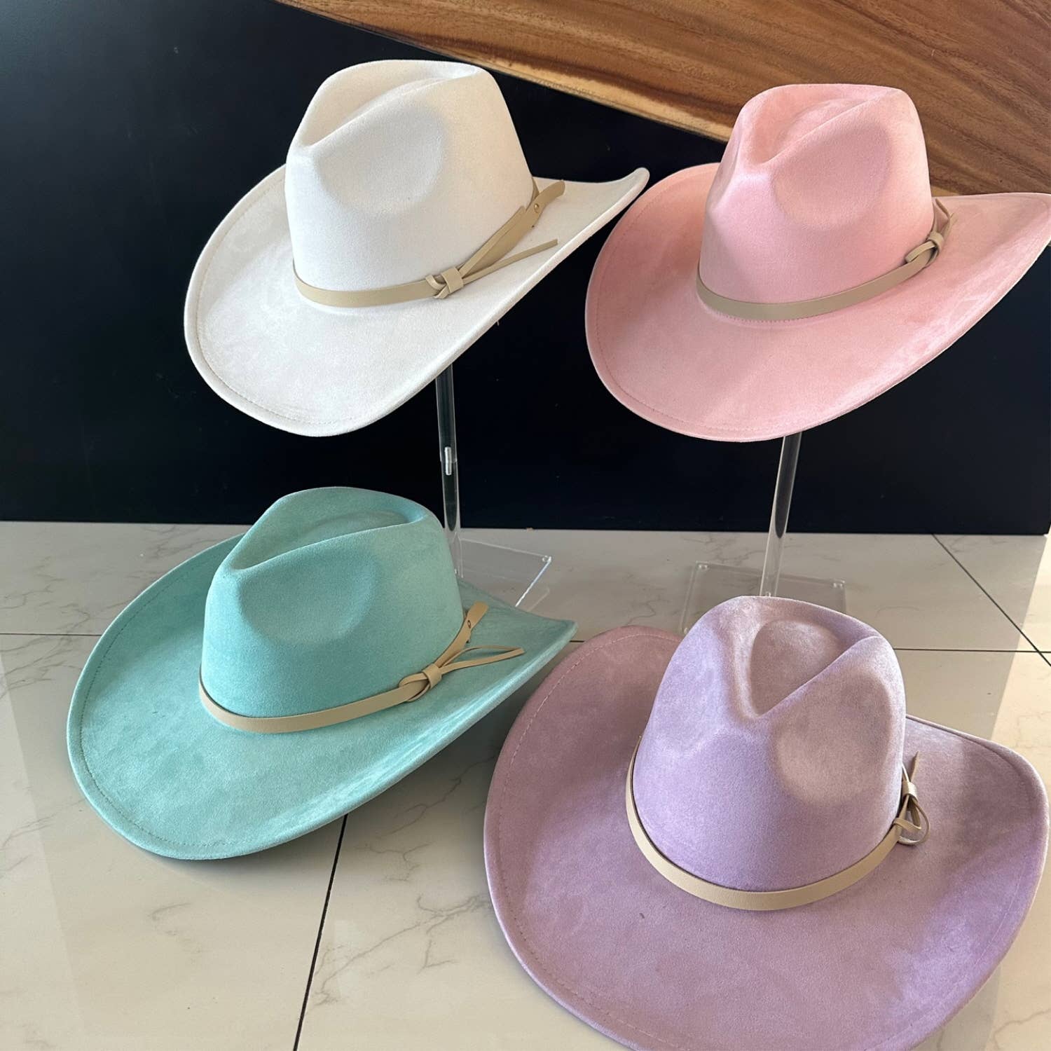 One and Only Accessories - Wholesale Cowboy Hat - Women's - Best sller Fashion Vegan suede cattleman cowboy hat  (Copy)9