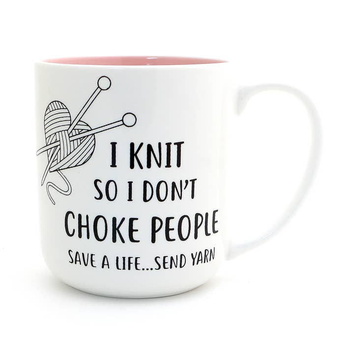 I Knit So I Don't Choke People Mug for wholesale by Lenny Mud