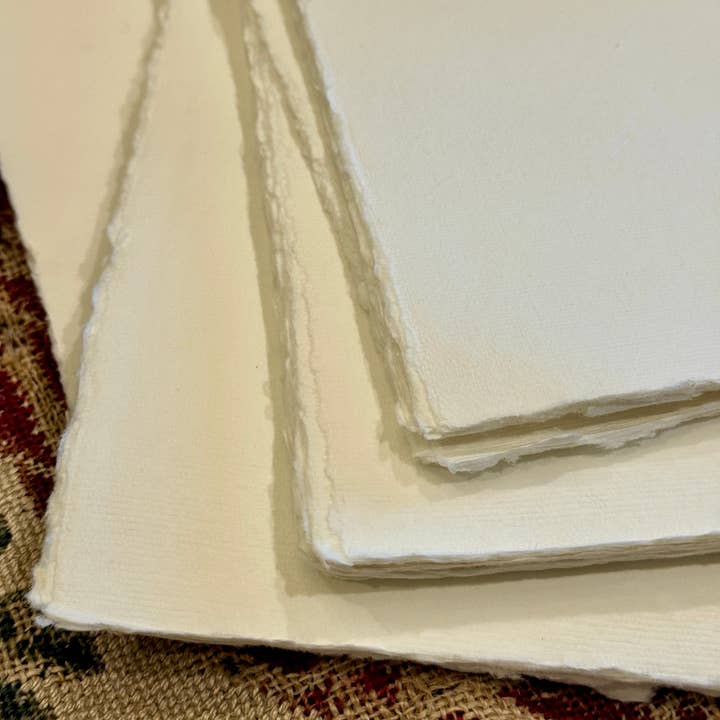 Monahan Papers - Wholesale Painting Paper - 8" x 10" Handmade Deckled Edge Ivory Paper Bundles1