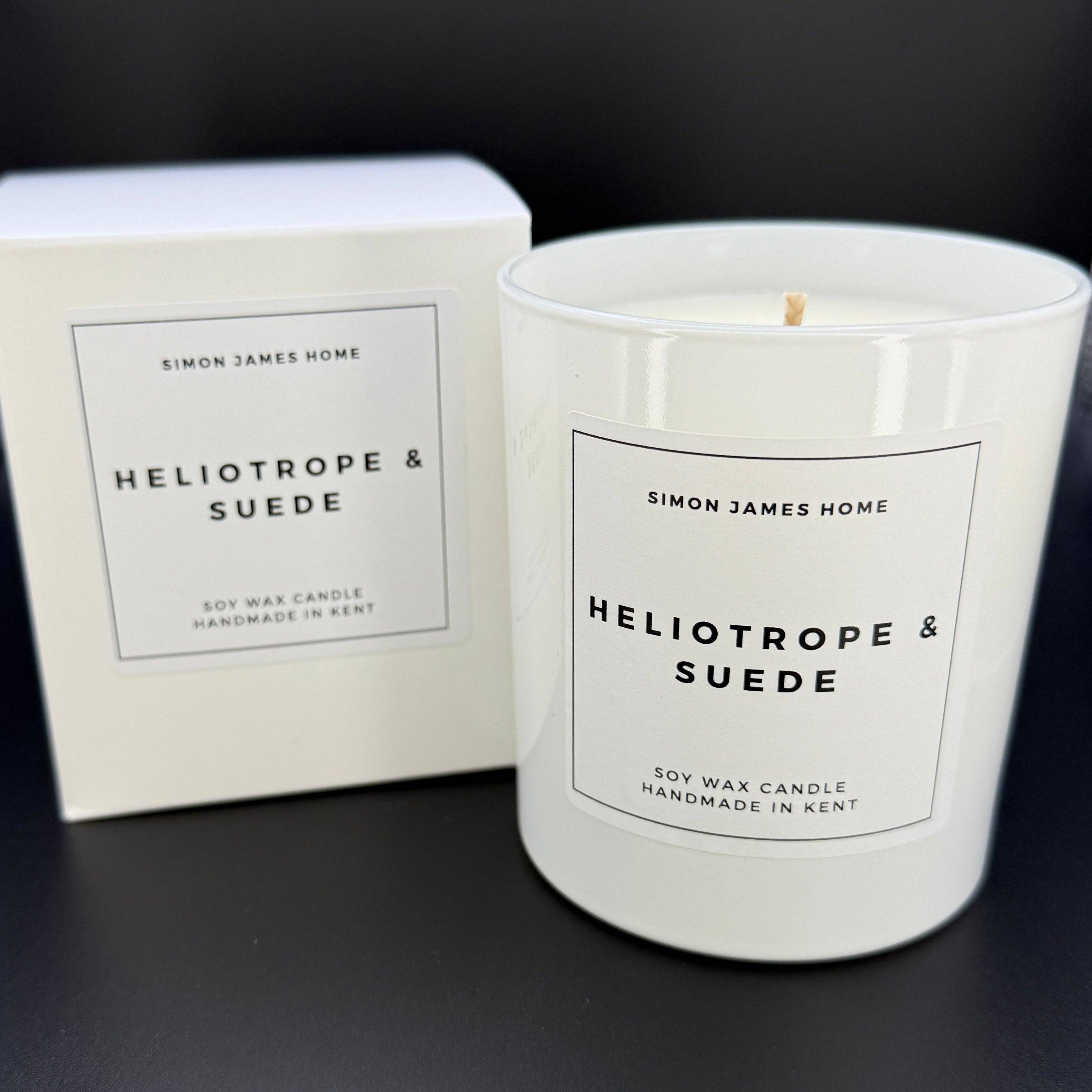 Simon James Home – wholesale Jar/filled candle – Heliotrope & Suede Handmade Soy Wax Candle9