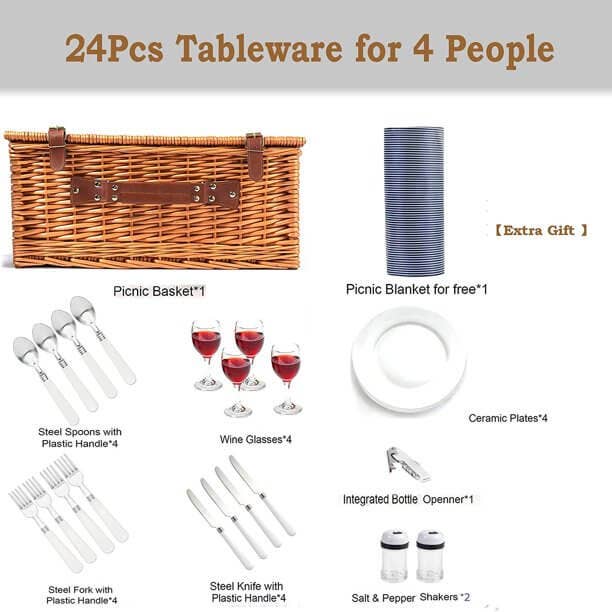 giftland - Wholesale Picnic Basket - Picnic Set Basket for 4 Persons1