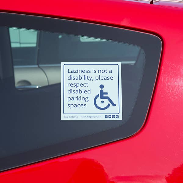 Blue Badge Co – Engroshandel Klistermærke – Handicappede bil klistermærke - dovenskab er ikke et handicap