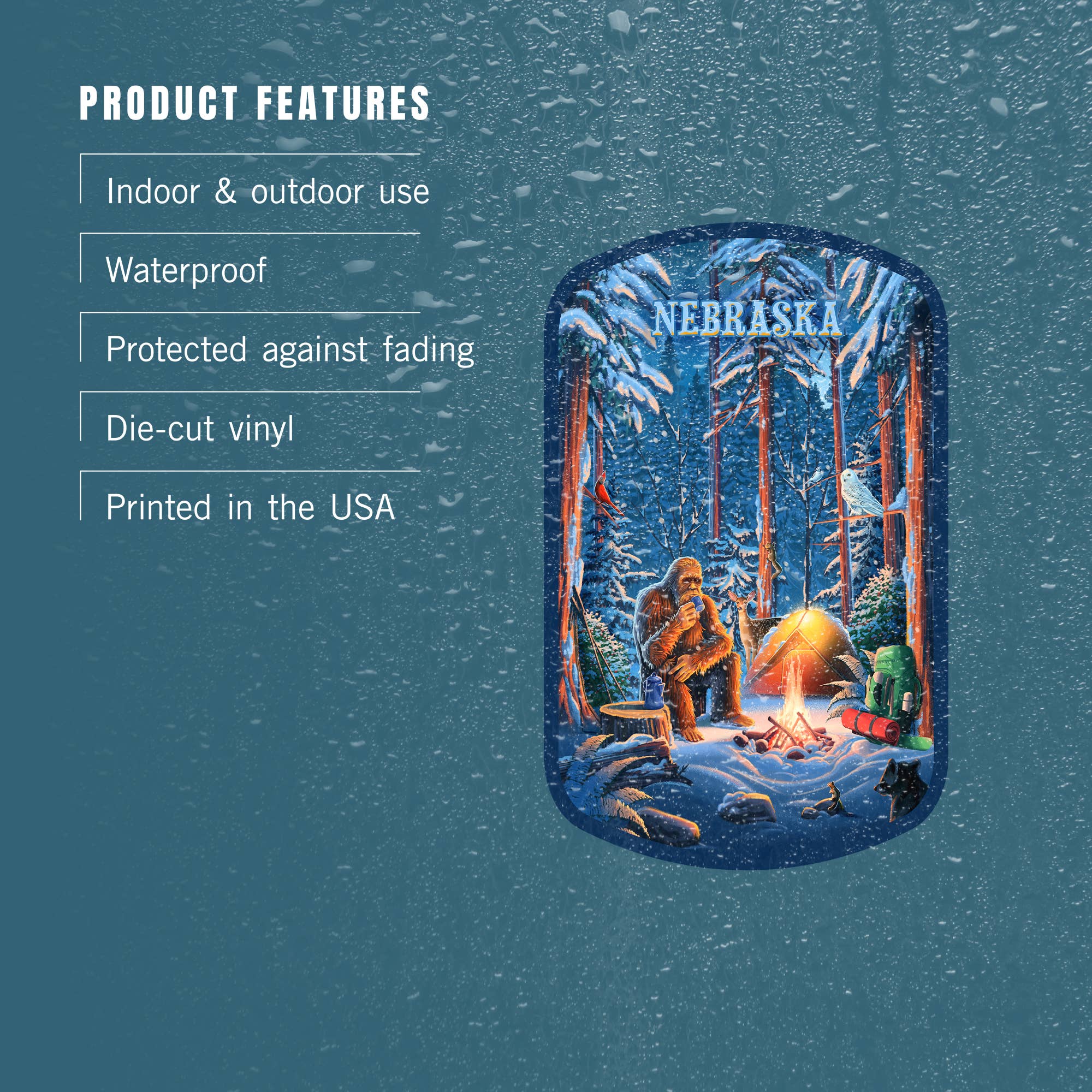 Lantern Press - Wholesale Sticker - STICKERS Nebraska, Inner Squatch, Camping Bigfoot3