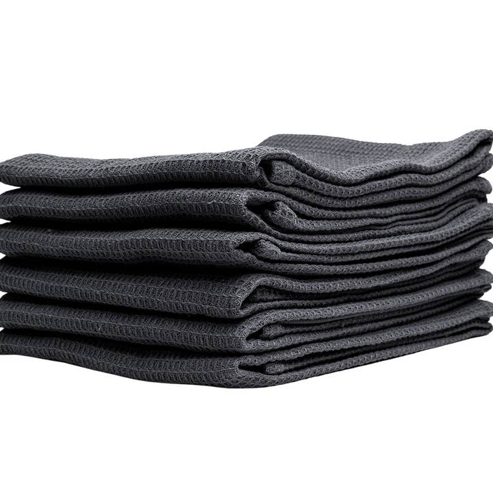 REMOVED BRAND - Wholesale Theedoek - Luxe theedoeken - Dondergrijs / antraciet - Handdoek - Keukendoek - Gewafelde theedoek - Katoen - 45x65cm - Set van 6