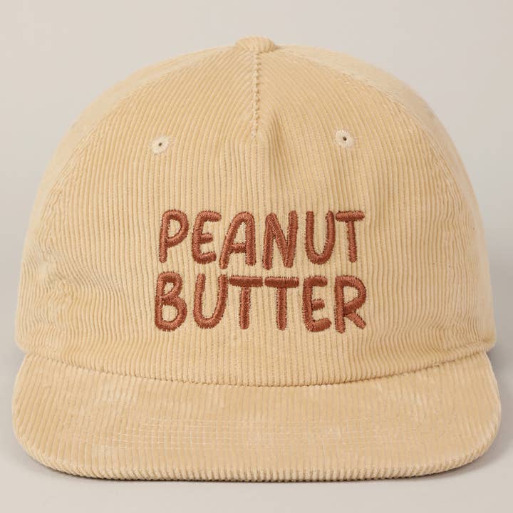Peanut Butter Lettering Embroidery Corduroy Cap for wholesale by Fashion City