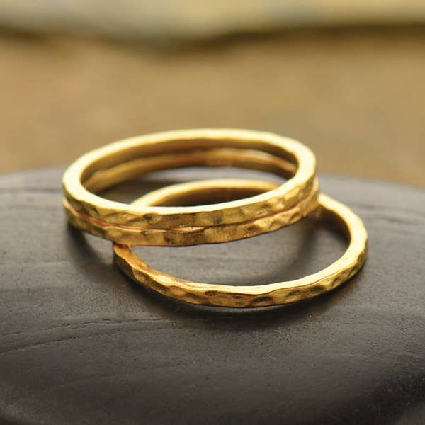 Nina Designs - Wholesale Band/Stacked Ring - Silver, Bronze or Gold Hammer Finish Stacking Rings1