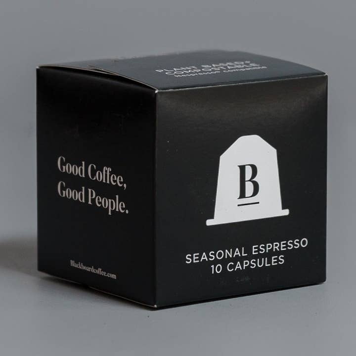 Blackboard Coffee Roasters - Wholesale Coffee pods - Seasonal Blend Biodegradable Coffee Pods0
