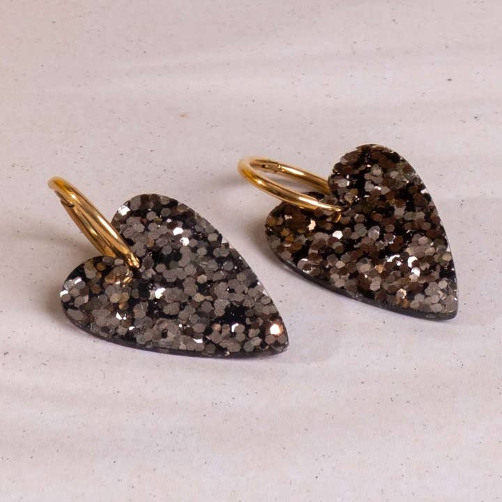 Les Nicolettes - Wholesale Dangle Earrings - Dark Green Heart Earrings0