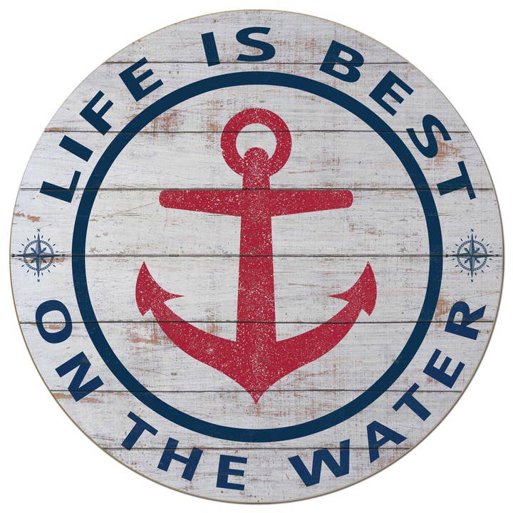 20x20 Life is Best on Water Indoor Outdoor Sign for wholesale by Kindred Hearts