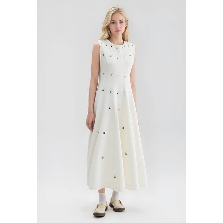 X0507LD Sleeveless Embellished Midi Dress for wholesale by XHHH Inc