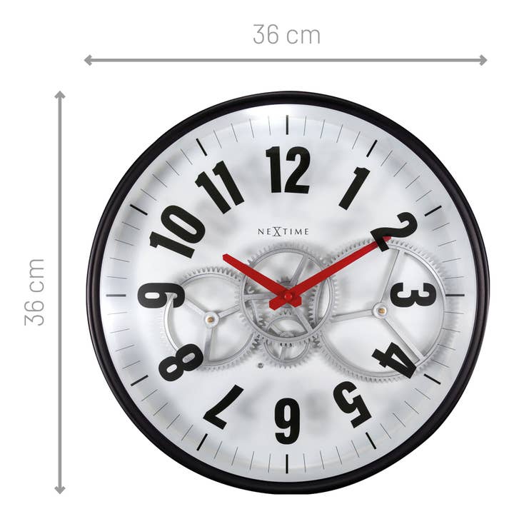 Viceni - Wholesale Wall Clock - Large 40cm Wall Clock - Exposed Gears - Black & White7