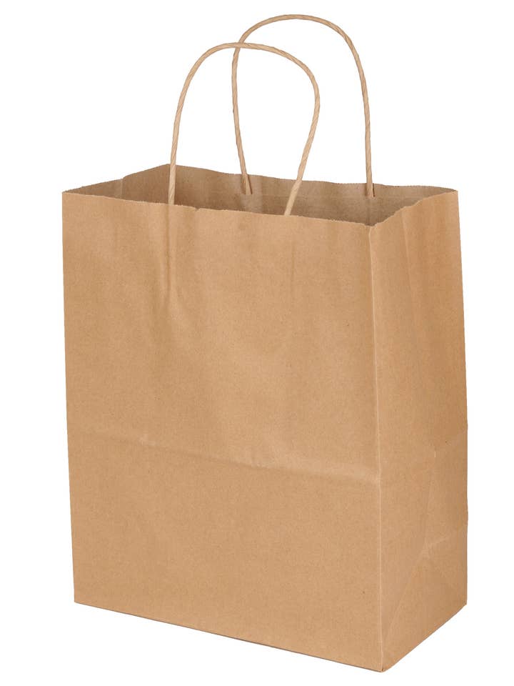 Medium Natural Kraft Paper Shopping Bags - Case of 25 for wholesale by Store Supply Warehouse