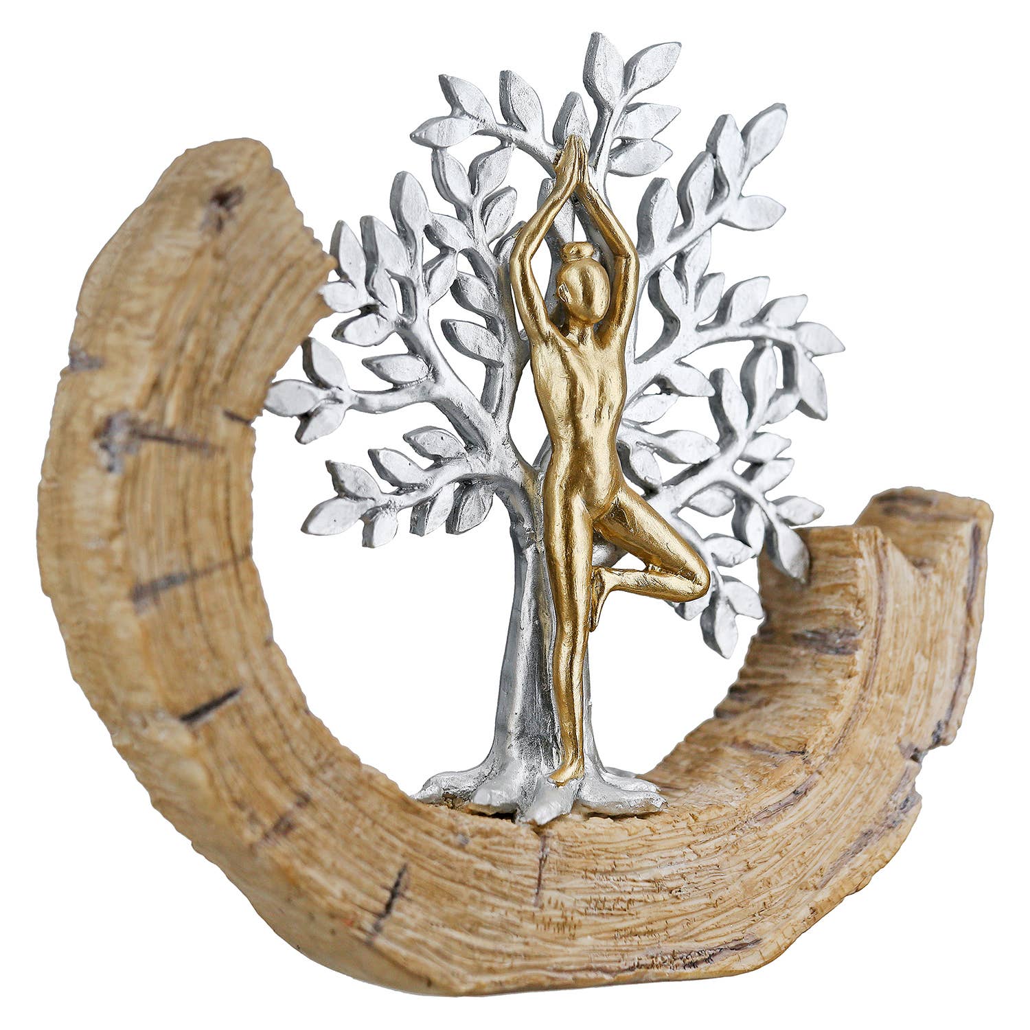 gold brown silver Namaste sculpture, set of 2, H.17 cm for wholesale on Faire3