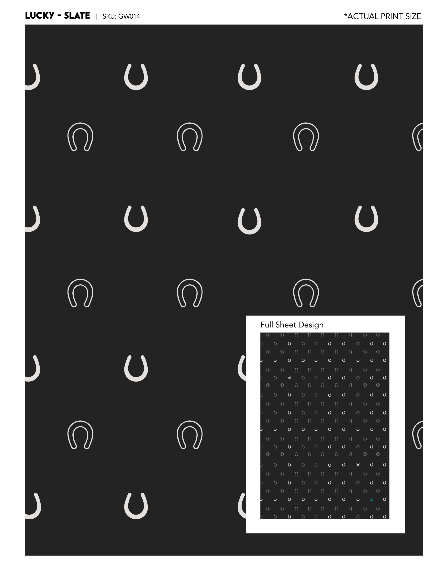 Hunt Seat Paper Co. - Wholesale Wrapping Paper Roll - Lucky Slate Equestrian Horseshoe Gift Wrap Paper in Roll6