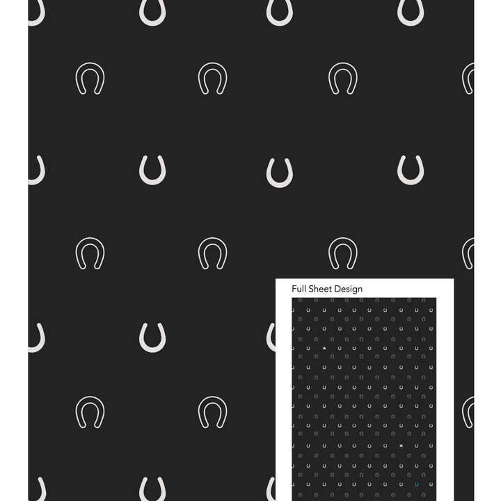 Hunt Seat Paper Co. - Wholesale Wrapping Paper Roll - Lucky Slate Equestrian Horseshoe Gift Wrap Paper in Roll6