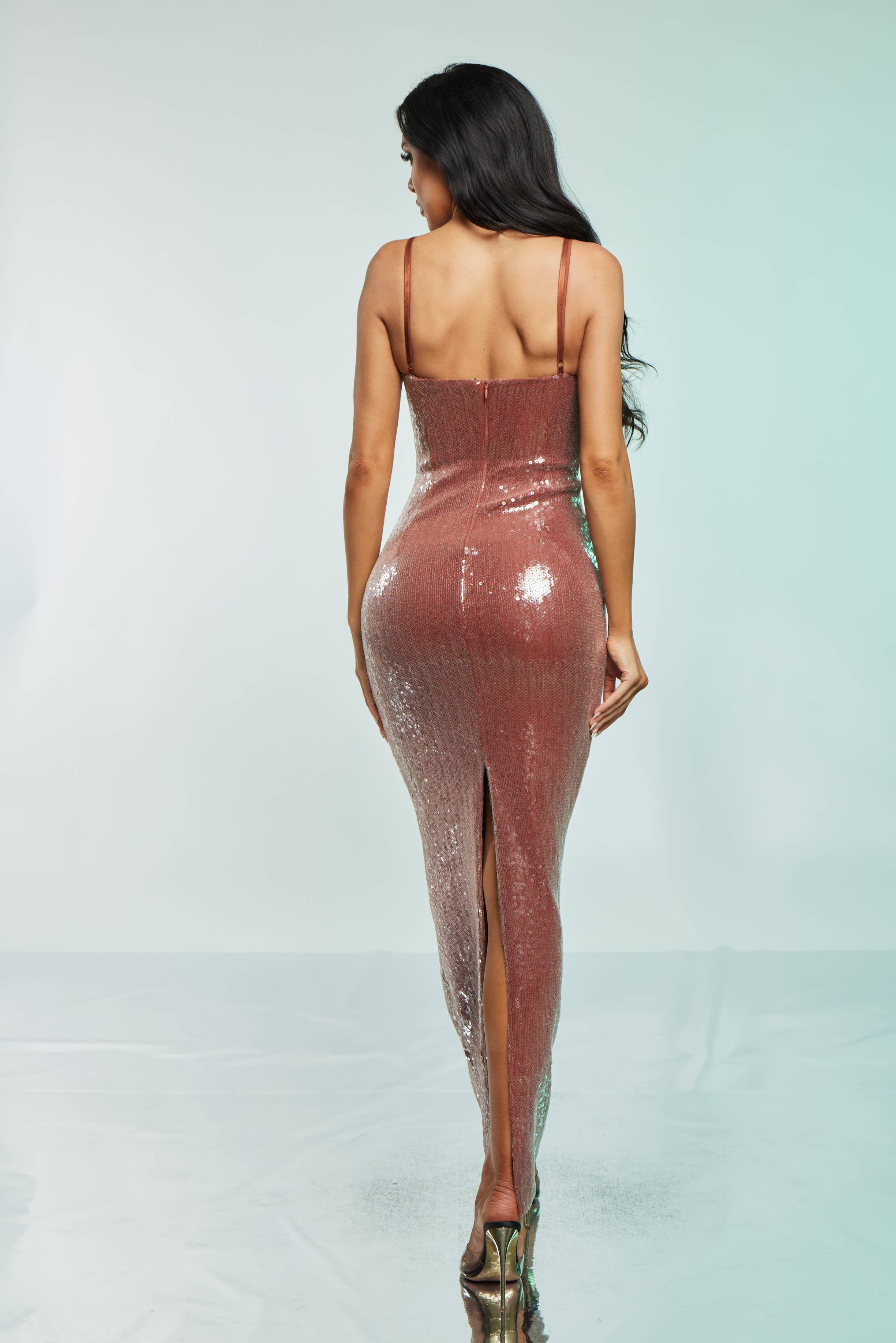 Brun Glam Party Formell Lång Klänning i Brun för wholesale på Faire1