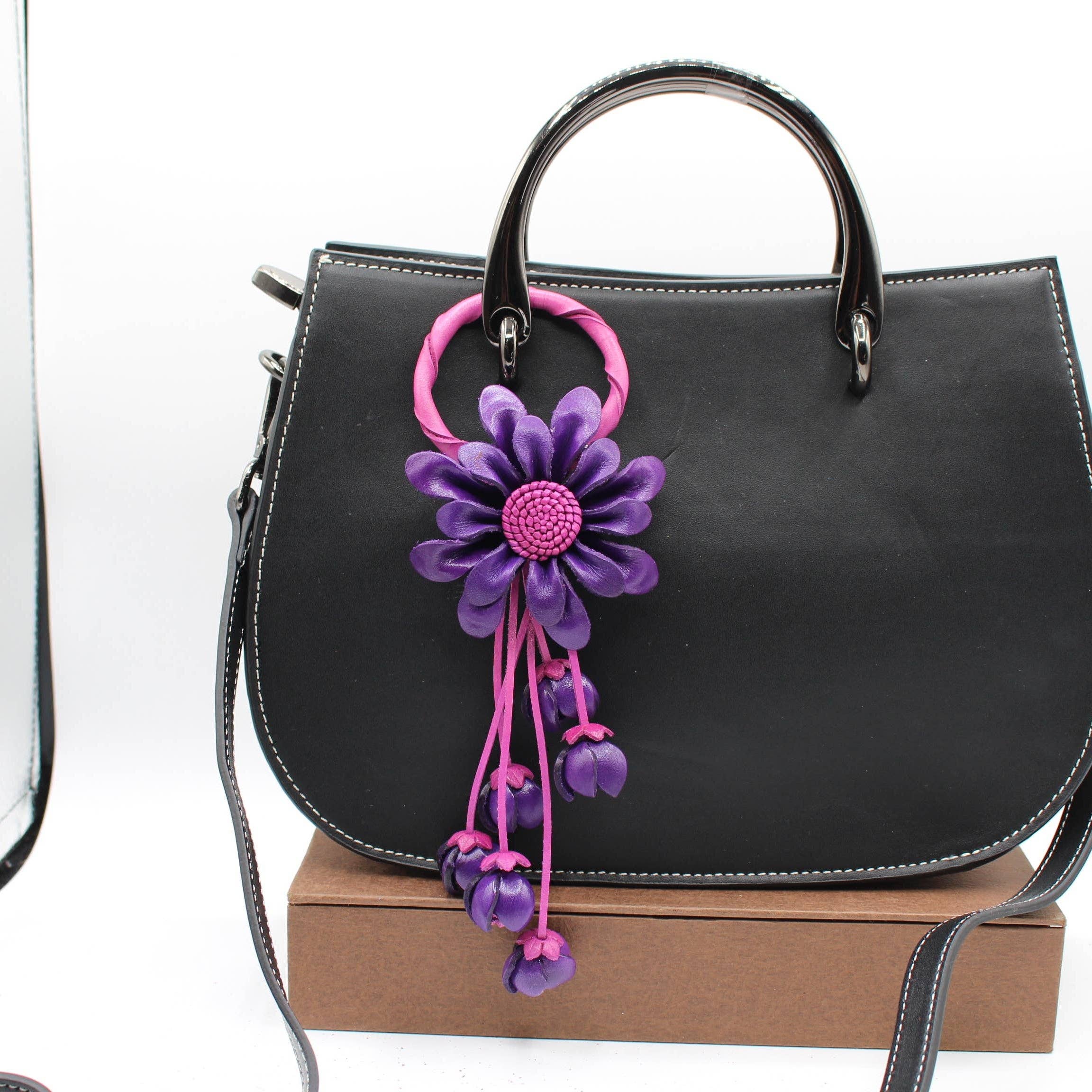 Sunflower Handmade leather inc – Porta-chaves - Mulher por atacado – Porta-chaves de flor de couro chaveiro bolsa charm.5